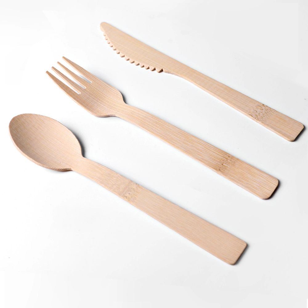 Eco Friendly Natural Color Bamboo Wooden Cutlert Spoon Fork Knife