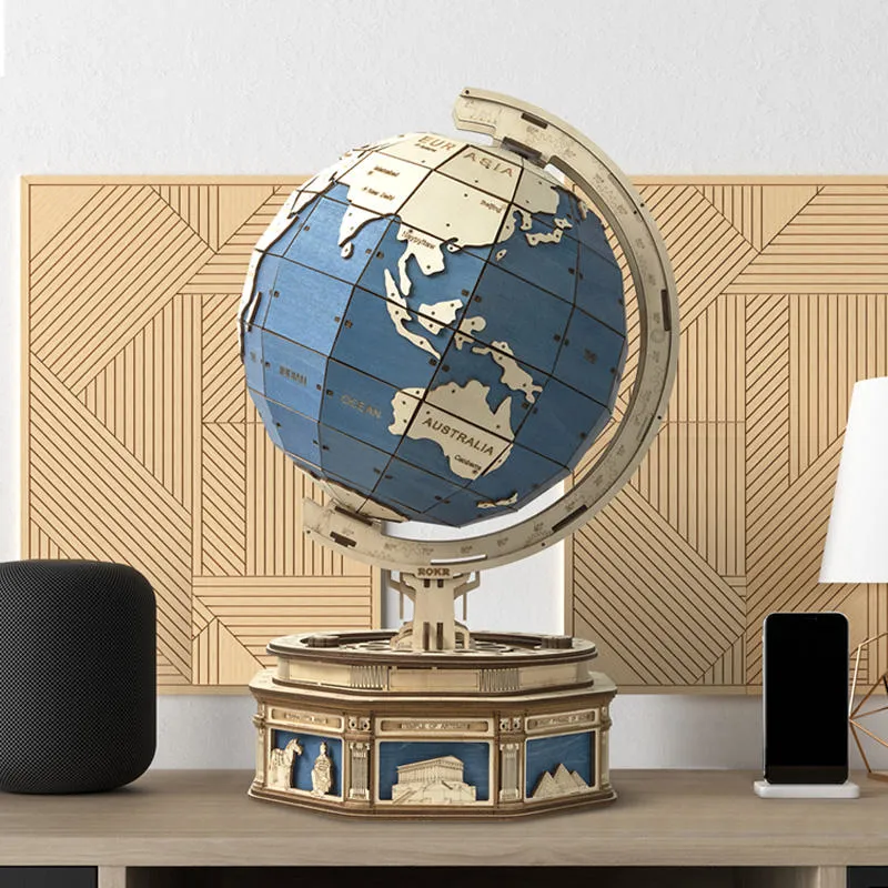 Madera bricolaje Globe modelo 3D Jigsaw Puzzle regalos para adultos