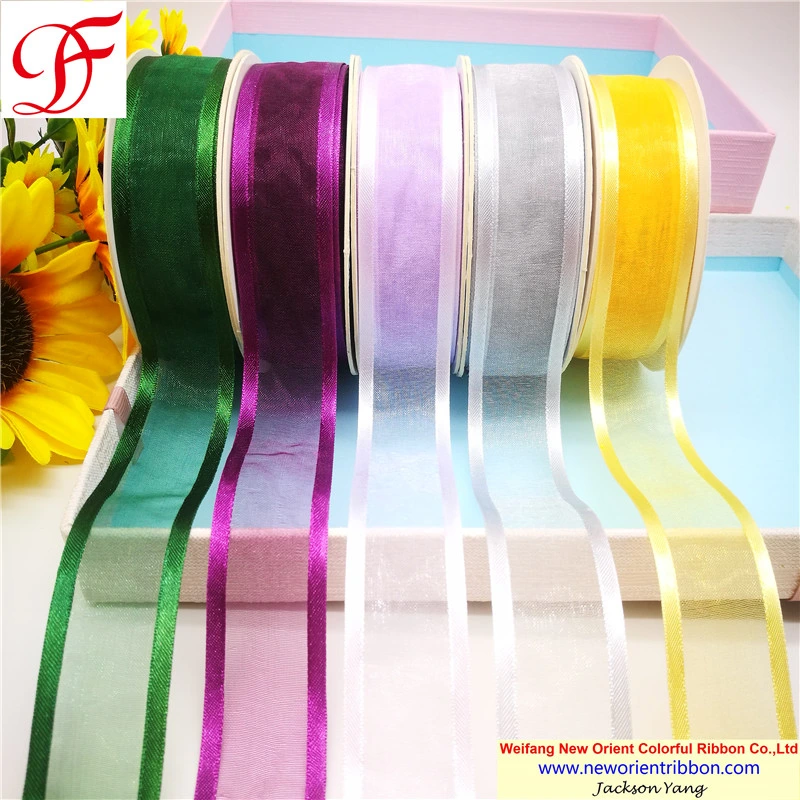 Customized 100% Nylon Sheer Organza Ribbon with Satin Edges for Gifts/Wedding/Wrapping/Party Decoration/Christmas/Packing/Garment