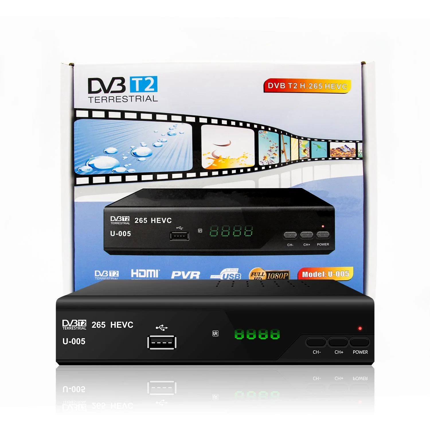 DVB-T2 H. 265 Hevc with High Speed HD Port Support Multi-Languages Set Top Box