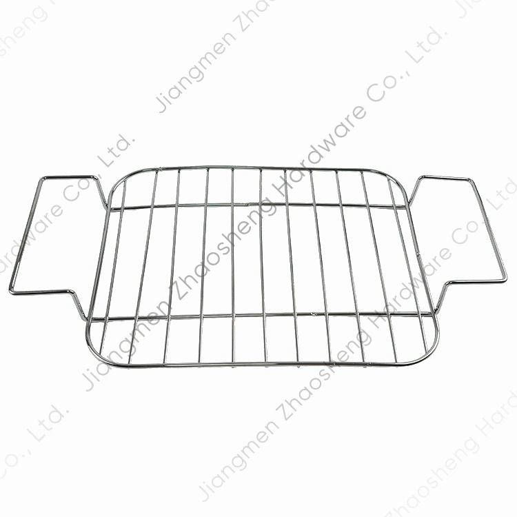 Stainless Steel Pan Grate Barbecue Grill Grid Wire Roasting Rack with Handle