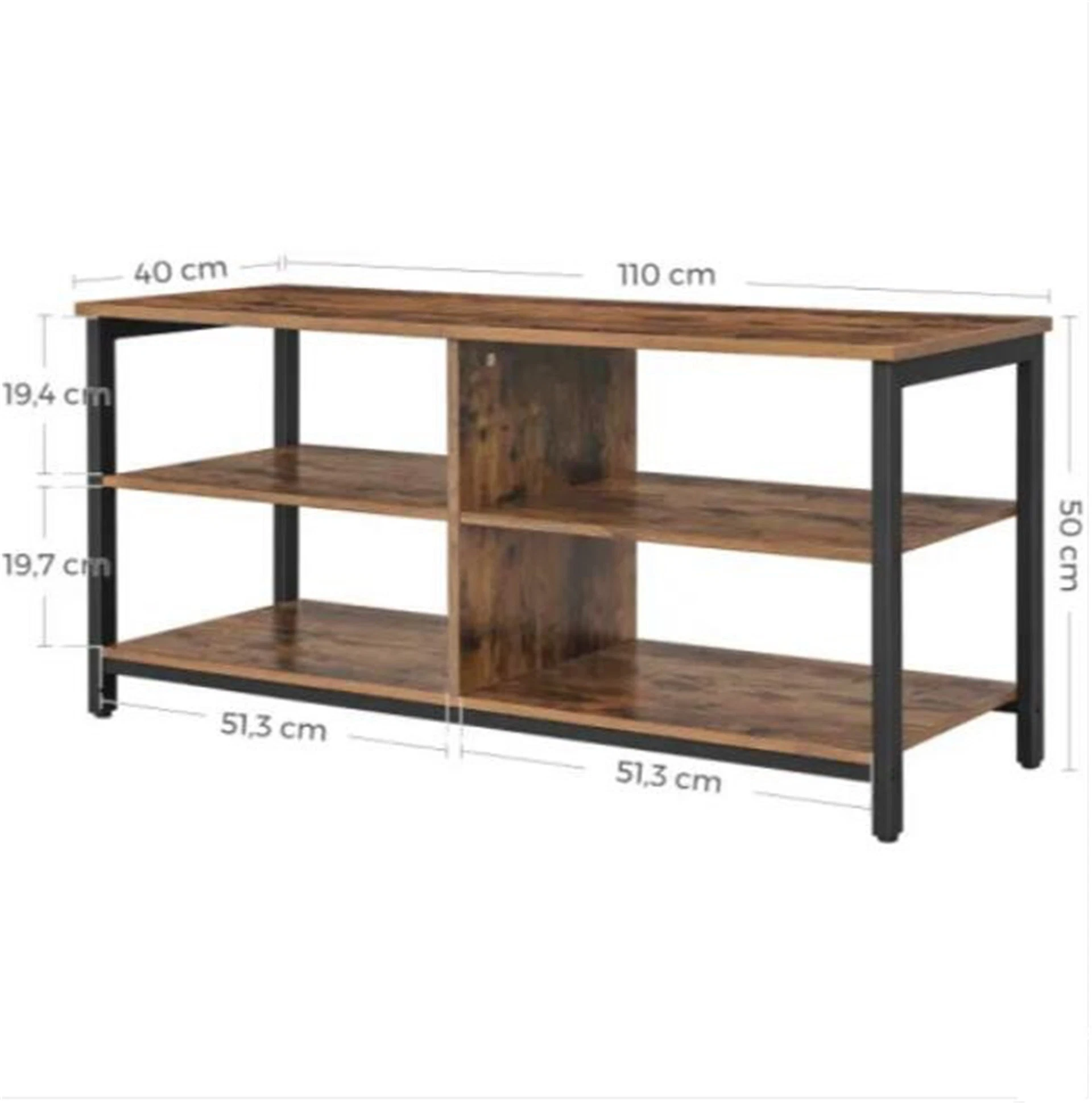 Factory Direct Industrial TV Console Table with Storage Shelves