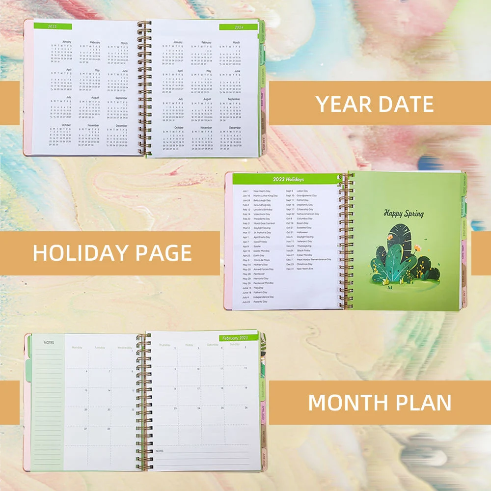 Best Selling Tab Pages and Sticker Spiral Planner Hardpaper Notebook