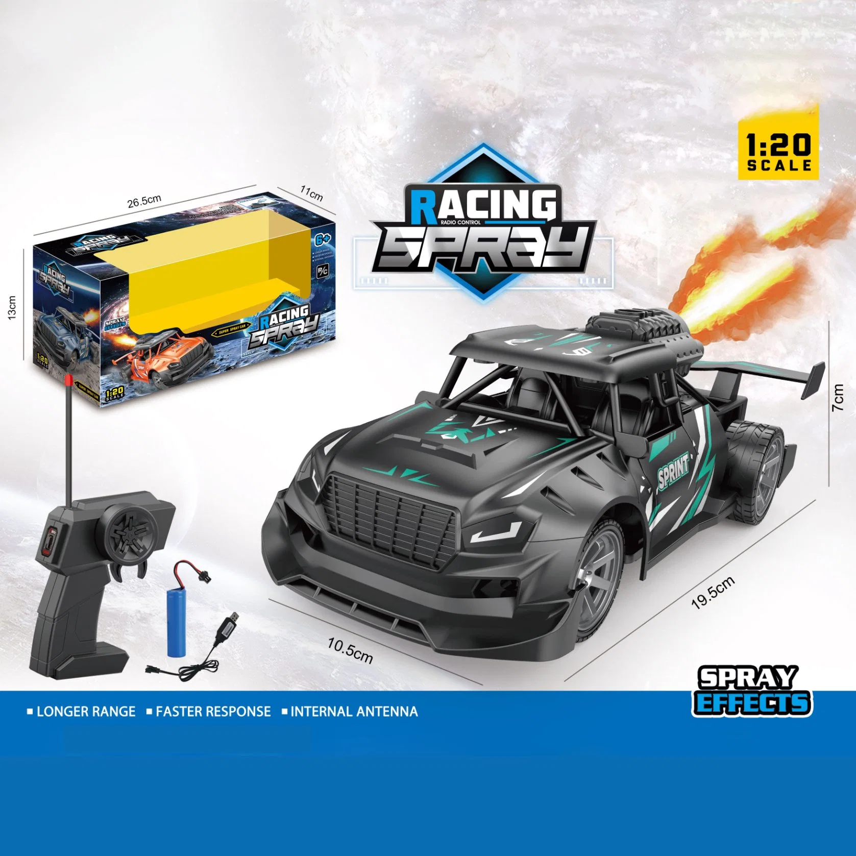 1: 18 Remote Control Spray Radio Control High Speed Racing Drift Spray RC Car