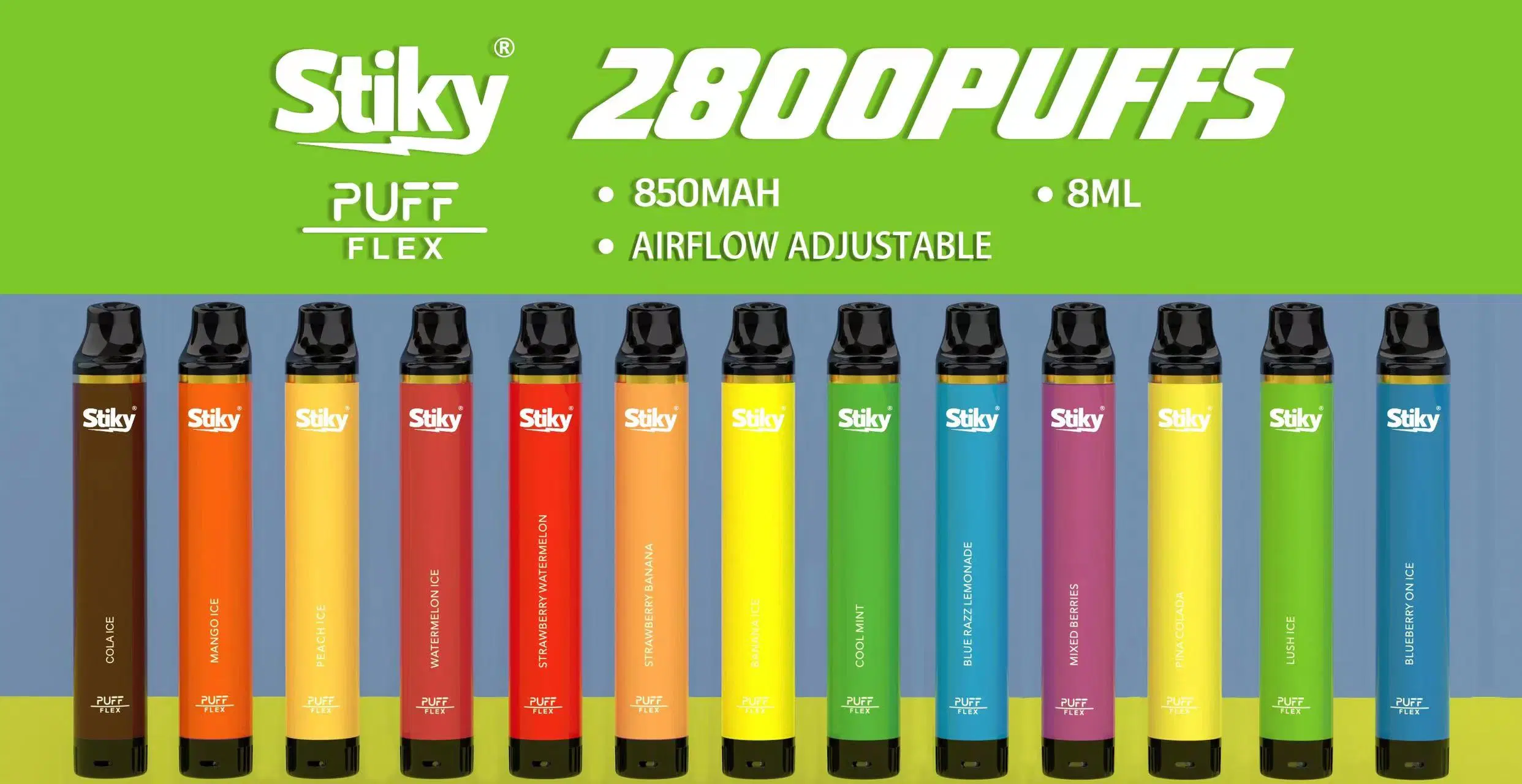 Puff Flex Disposable/Chargeable Vape Pen Portable Vaporizer 25 Flavors 1000 mAh 2% 5% Original Flex 2800