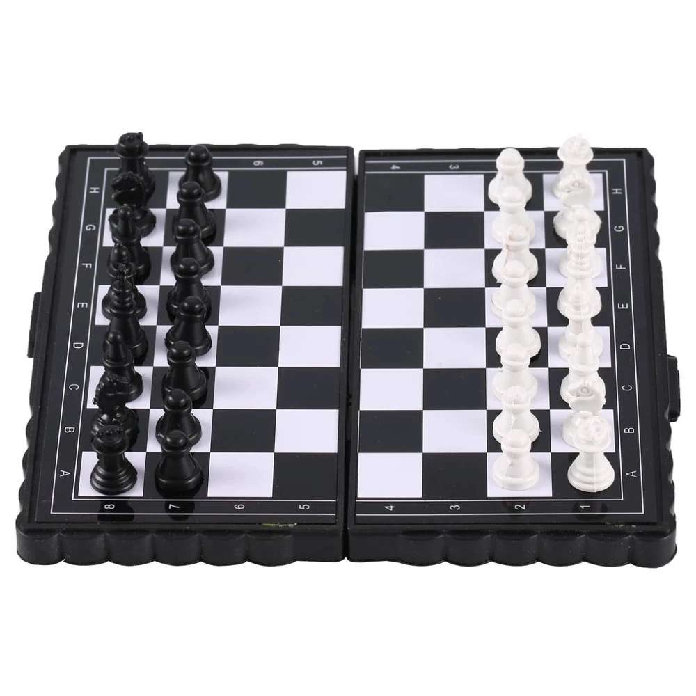 Custom Logo Mini International Chess Folding Magnetic Plastic Chessboard Board Game