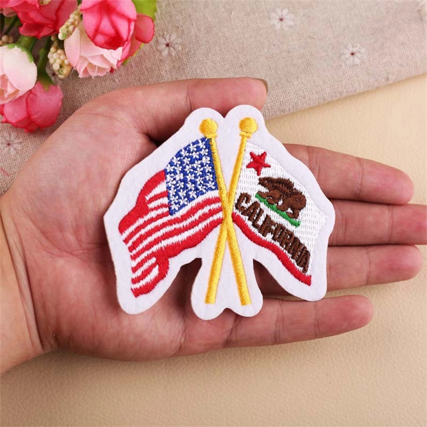 Factory Wholesale/Supplier Custom Logo Clothing Accessories Flag Badge Embroidered Badges Hong Kong