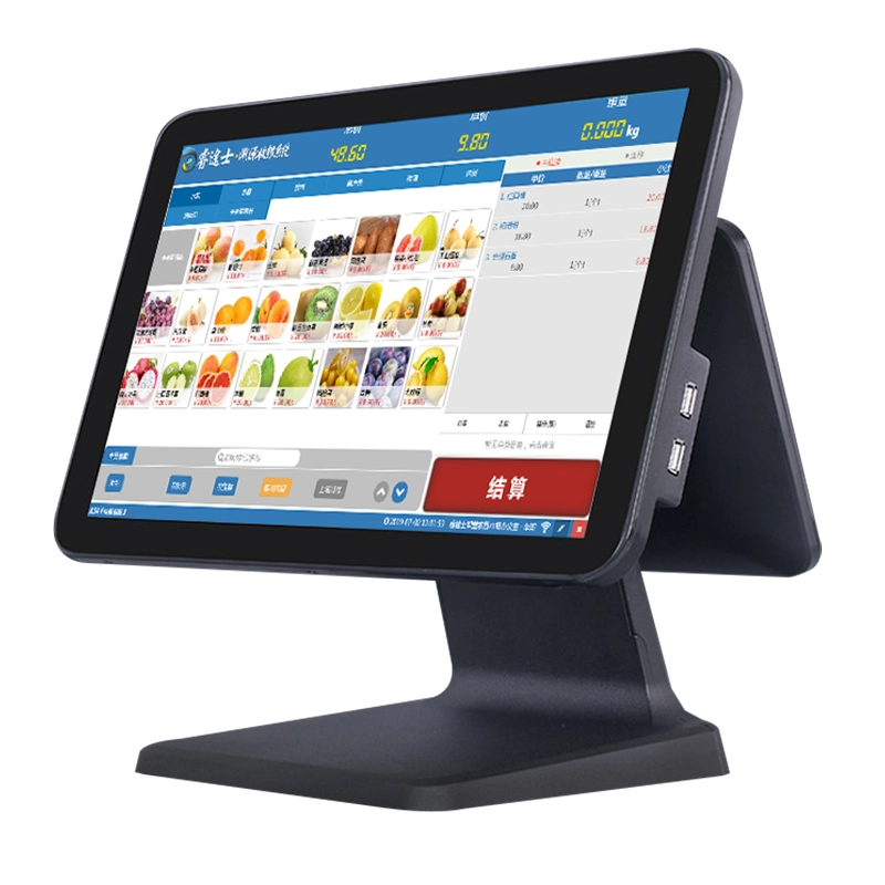 Prix de gros système POS 15.6" + 15,6" double écran VFD Cash Register All in One WINS/Android Machine POS