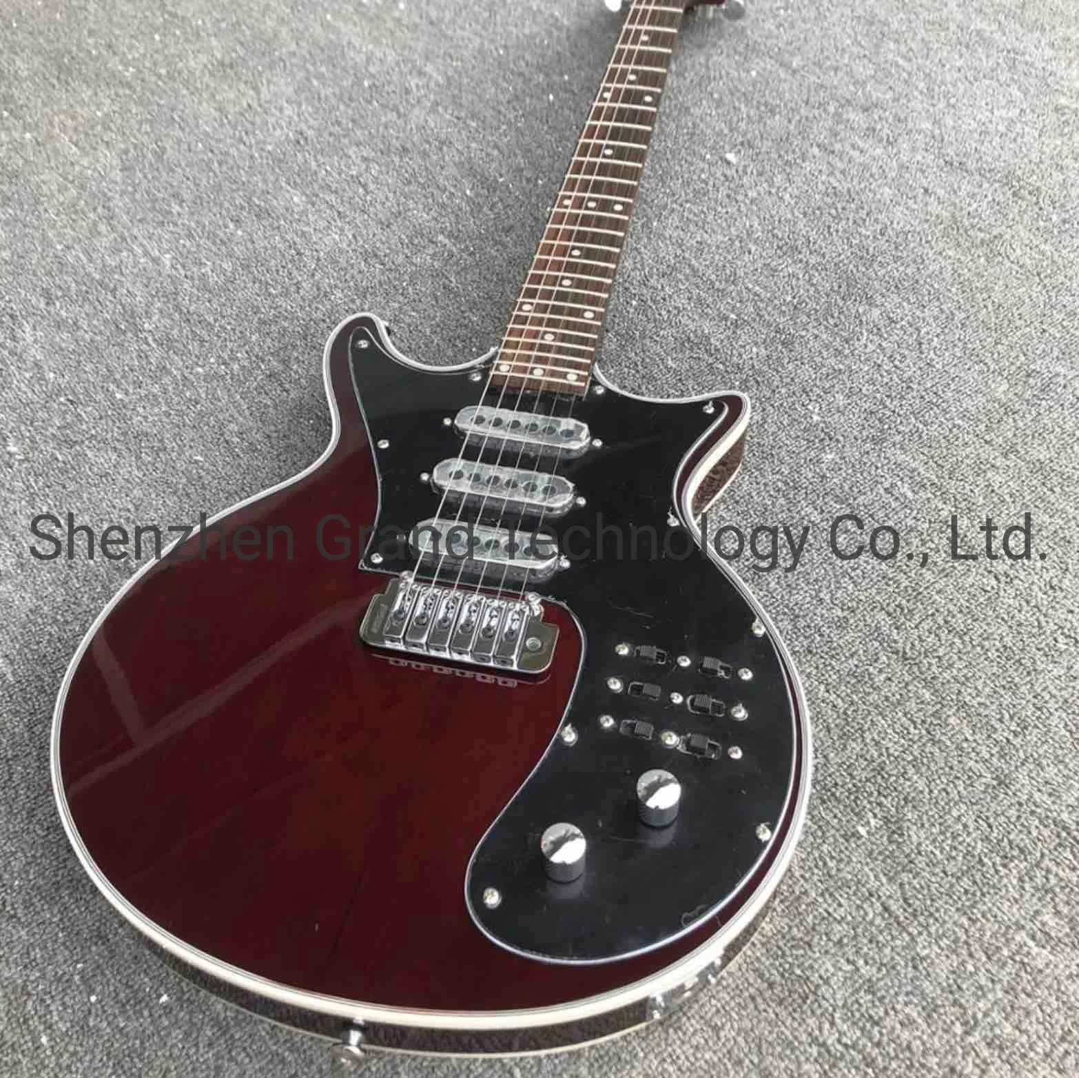 Custom Bm01 Brian May Electric Guitar with Black Pickguard 3 Pickups Tremolo Bridge 24 Frets in Wine Red Color