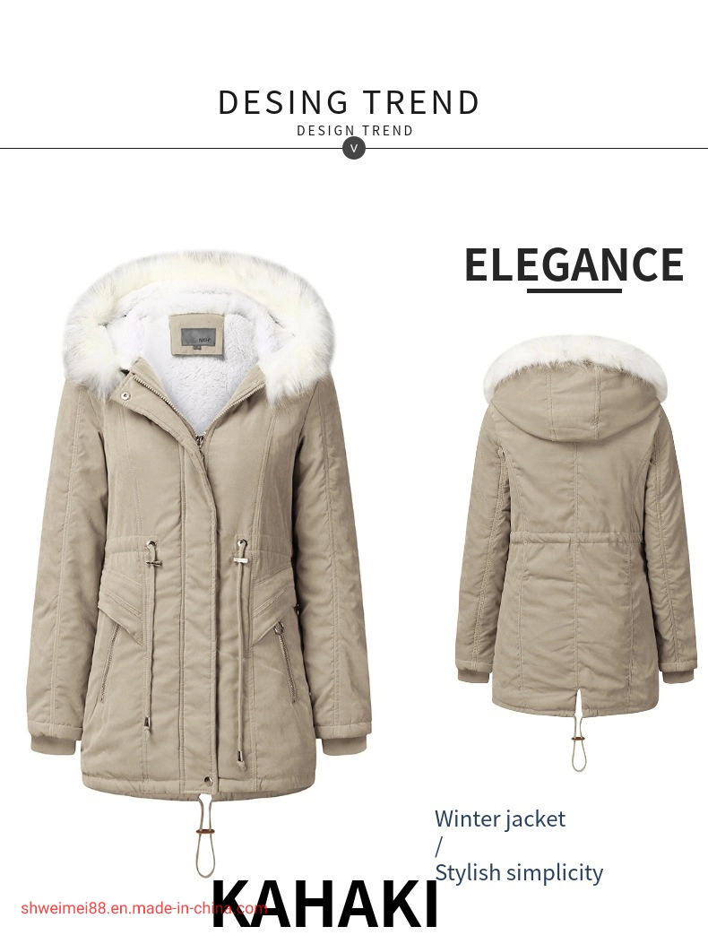 De la mujer invierno espesar Parka militar Chaqueta polar algodón Dama caliente Puffer chaqueta con capucha de piel chaquetas de bajada al por mayor de prendas de vestir exterior