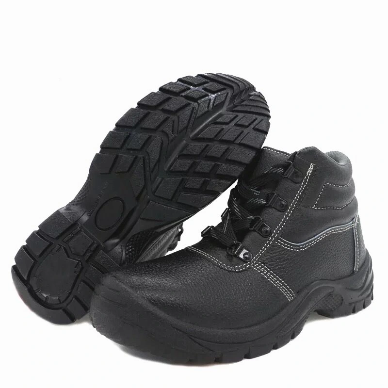 Black Leather Men Safety Shoes Men Safety Work Boots in Guangzhou