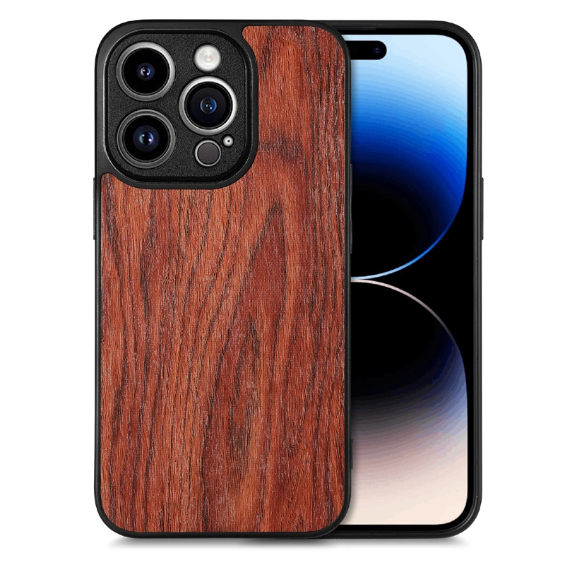 Suitable for iPhone 14 Fine Hole Wood Grain Phone Case