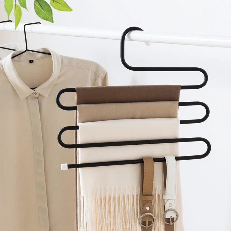 S-Type Multi-Purpose Closet Hangers for Hanging Jeans, Trouser, Scarf Storage Metal Rack