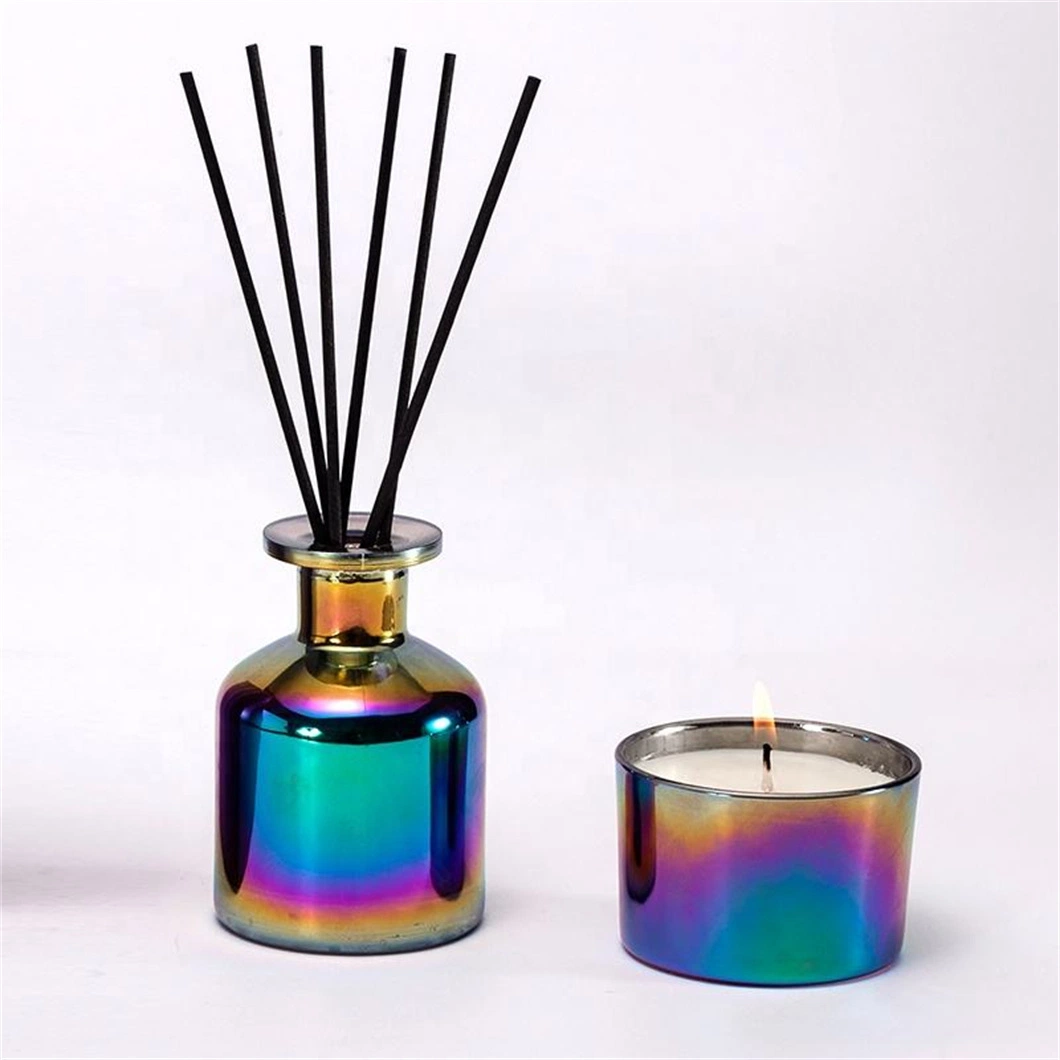 Wholesale Natural Fragrance Soy Wax Scented Candle and Reed Diffuser Set for Holiday and Home with Color Box and Ombre Glass Bottle