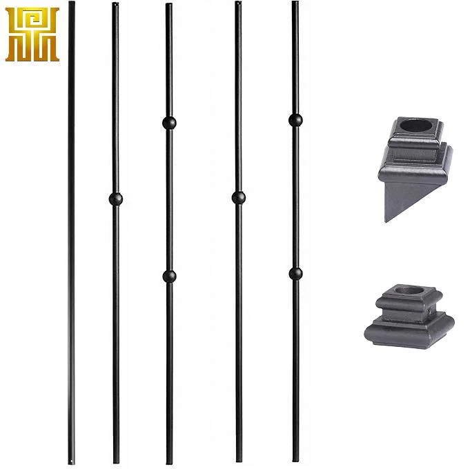 Satin Black Iron Balusters Iron Spindles Iron Stair Parts Series Squares Modern Rectangle