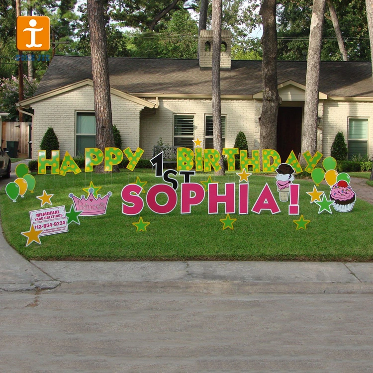 Corrugated Plastic Sheet Lawn Yard Signs with Durable H-Stakes Happy Birthday Yard Sign