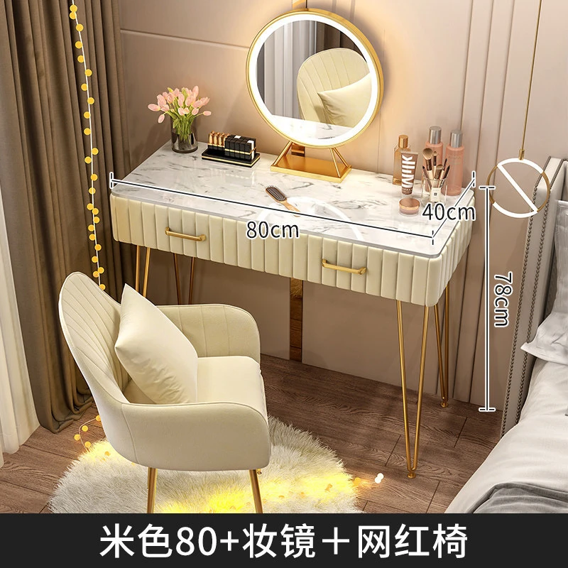 Bedroom Furniture Storage Drawer Cabinet Cushioned Stool Set Dresser Desk Makeup Vanity Dressing Table with Sliding Mirror