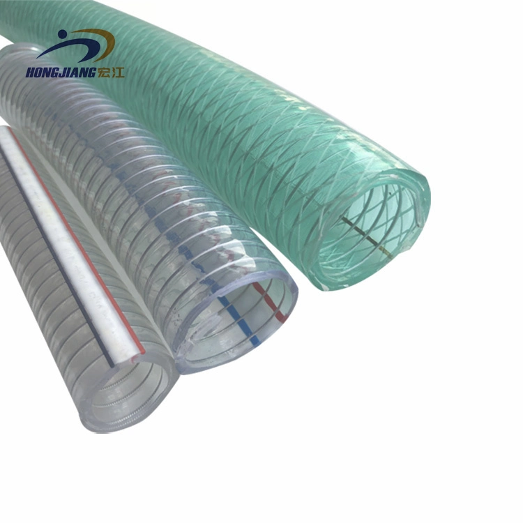 Flexible transparent PVC gaine en fil d'acier évacuation de l'eau PVC Tuyau flexible à ressort renforcé de fil d'acier PVC