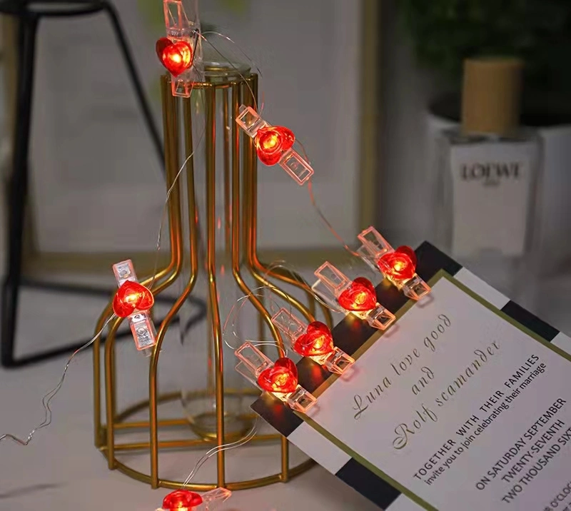 LED Kupfer Draht Licht Rot Herz-förmige kleine Laterne String Licht Batteriebox USB Weihnachten Valentinstag Dekoration