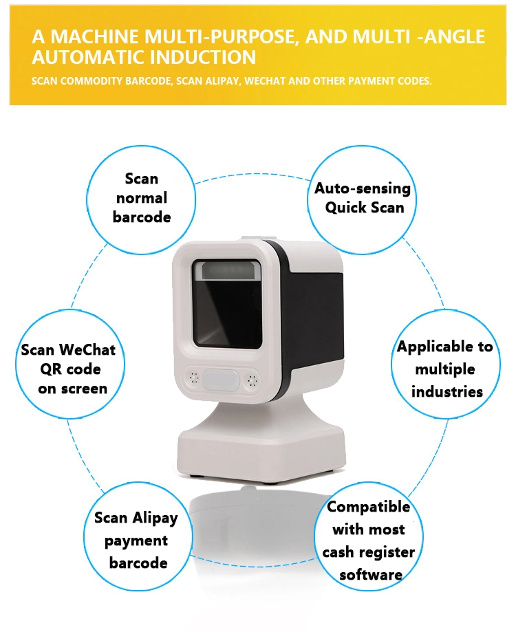 Codable Ds8300 2D USB Desktop Omnidirectional Barcode Scanner 20 Lines Scanners Qr Bar Code Reader for Cashier Bookshop Supermarket