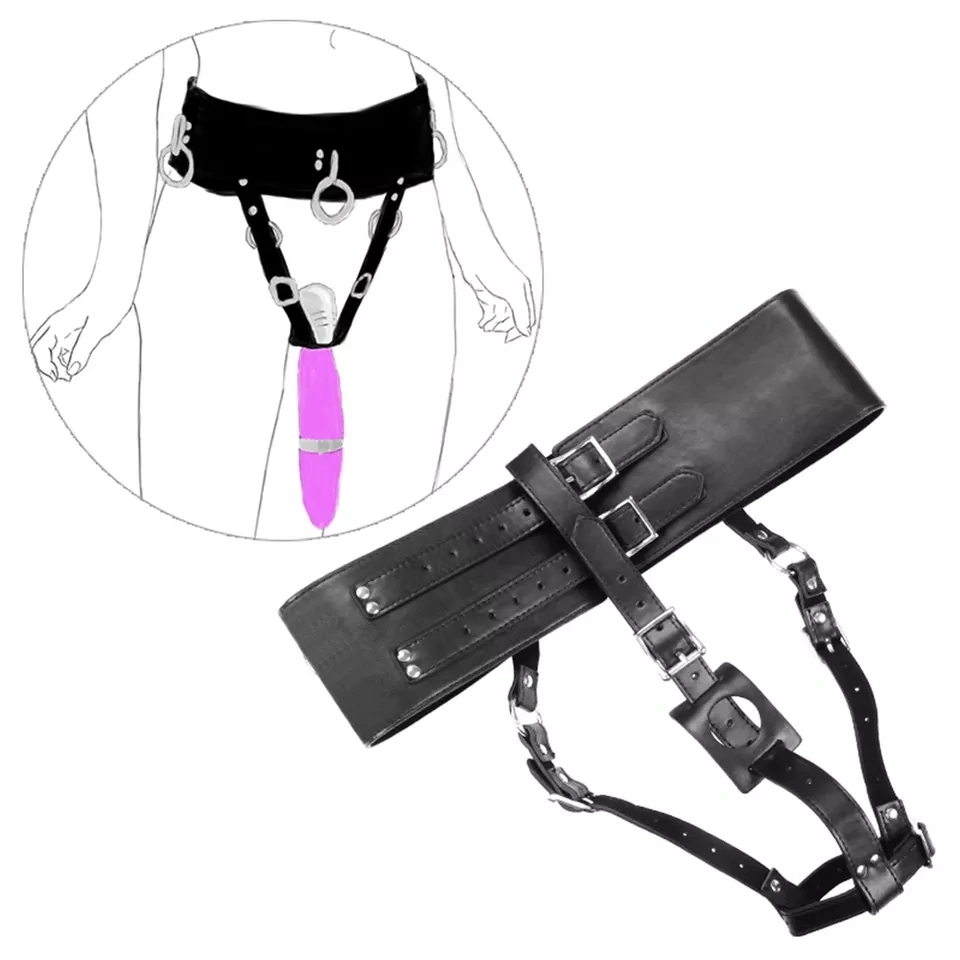 PU AV Massager Assembly Pants Chastity Belt Penis Bondage for Women Bdsm Torture Restraints Chastity Pants