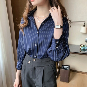 Hot Fashionabke Casual Design White Striped Long Sleeve Shirt for Women