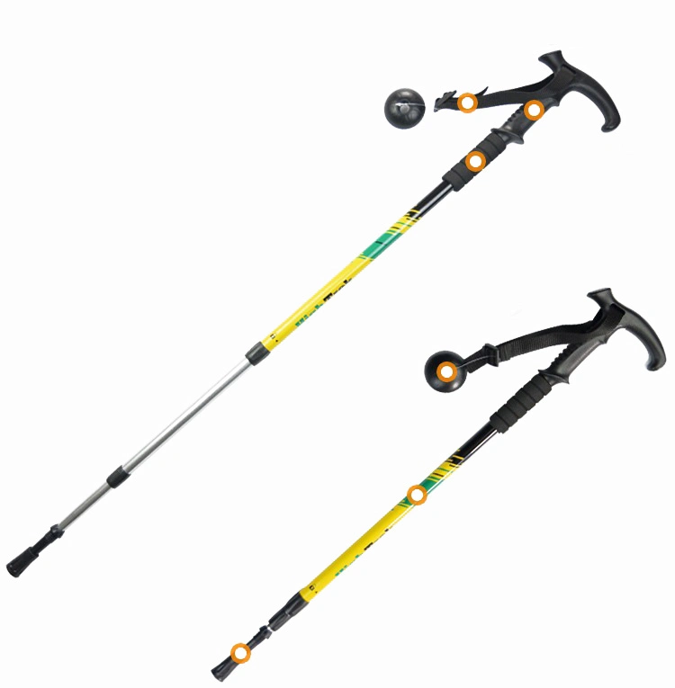 135cm Safety Lock T Handle 3 Section Aluminium Hiking Trekking Poles Folding Walking Stick