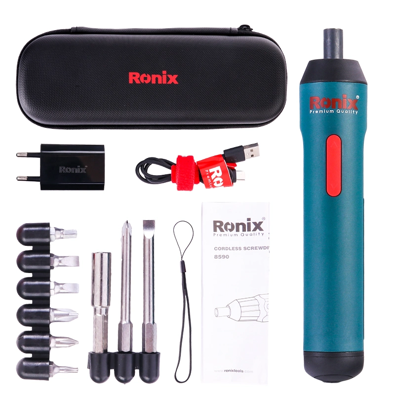 Ronix 8591 Cordless Screwdriver 3.6V Electric Screwdriver Rechargeable Power with Pivoting Handle Cordless Screwdriver