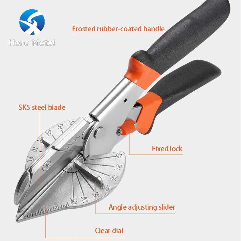 Tesoura de esquadria multiangular, tesoura multifuncional, 45-120 graus, conduta de arame Tesoura para corte de tubos de plástico grau Mitre Trunking Scissors