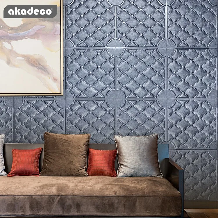 Akadeco Tasteless Healthy Blue-Gray Simple Nordic Environmentally Friendly Small Diamond Plaid Wall Paper