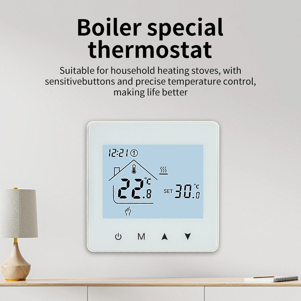 AA Battery Thermostat with Type-C Cable Gas Boiler Heating Temperature Regulator