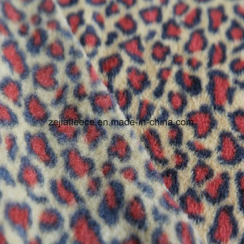 Leopard Print Polar Fleece with 2 Sides Brush and 1 Side Antipilling