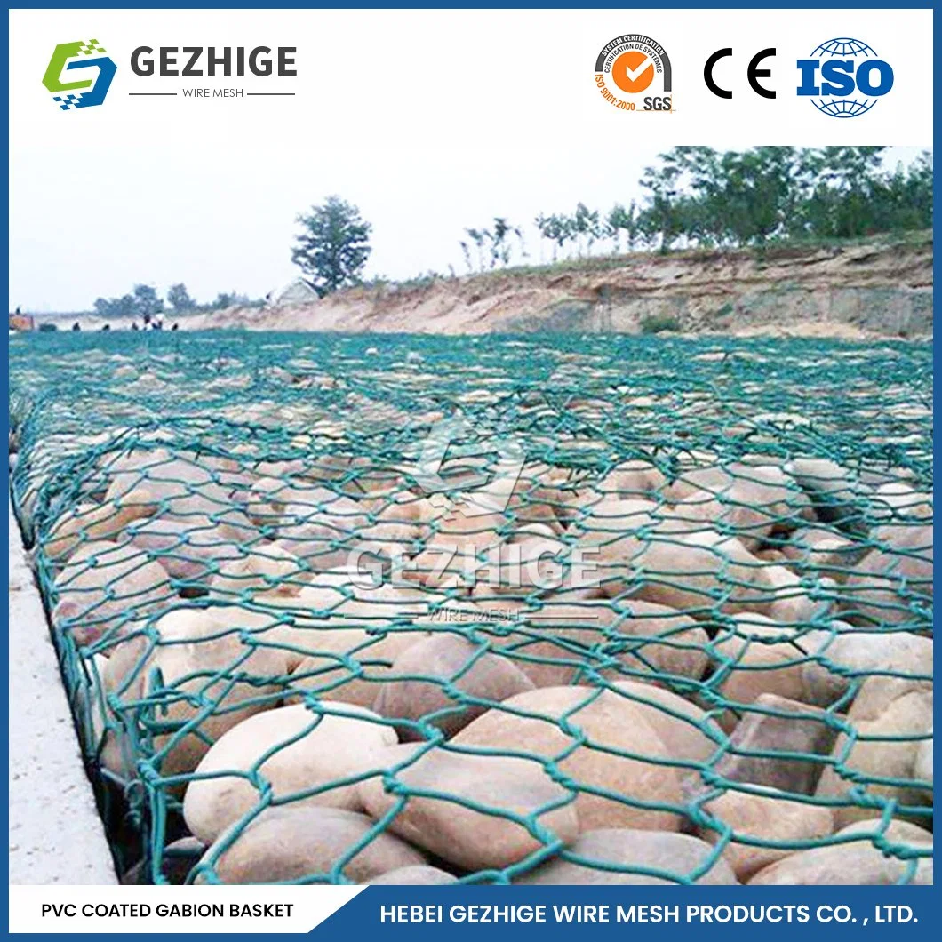 Gezhige 100X120 mm sechseckiges Drahtgeflecht Hersteller 2,0-4,0mm Drahtstärke PVC-beschichtete sechseckige Gewebe Gabion Mesh China 2,0 * 1,0 * 0,5 M Draht Mesh-Box Mit Gabionen