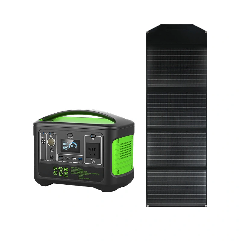 600W Portable Power Station Solar Generators Power Supply with LED Light