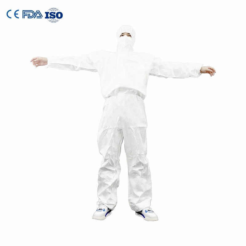 En14126 Disposable Tyvek Coverall 65g Washable Elastic Cuffs for Outpatient Clinics Anti-Spray Reusable Isolation Suit Cat III