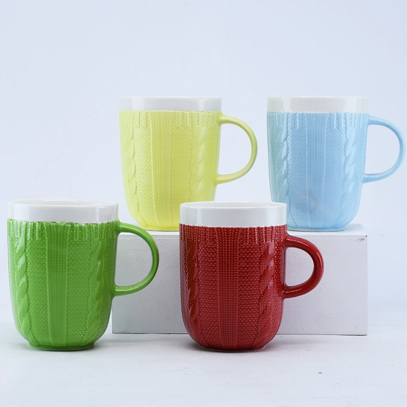 12/14/16 Oz Multicolor Glaze/formas diferentes/taza con relieve/ taza de café /taza de cerámica para regalo, o Promoción y Ventas directas de fábrica y aceptar Custom, Print Logo