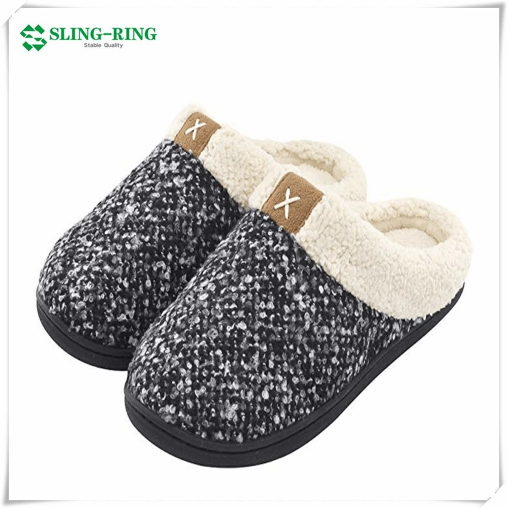 نساء ينمّعن نعال فاور ملوّنة مع شريط مطاطي عند الكاحل شرائح الشتاء Home Slipper Slip-on الوثيرة والنعال الداخلية الدافئة الوثيرة شرائح مريحة