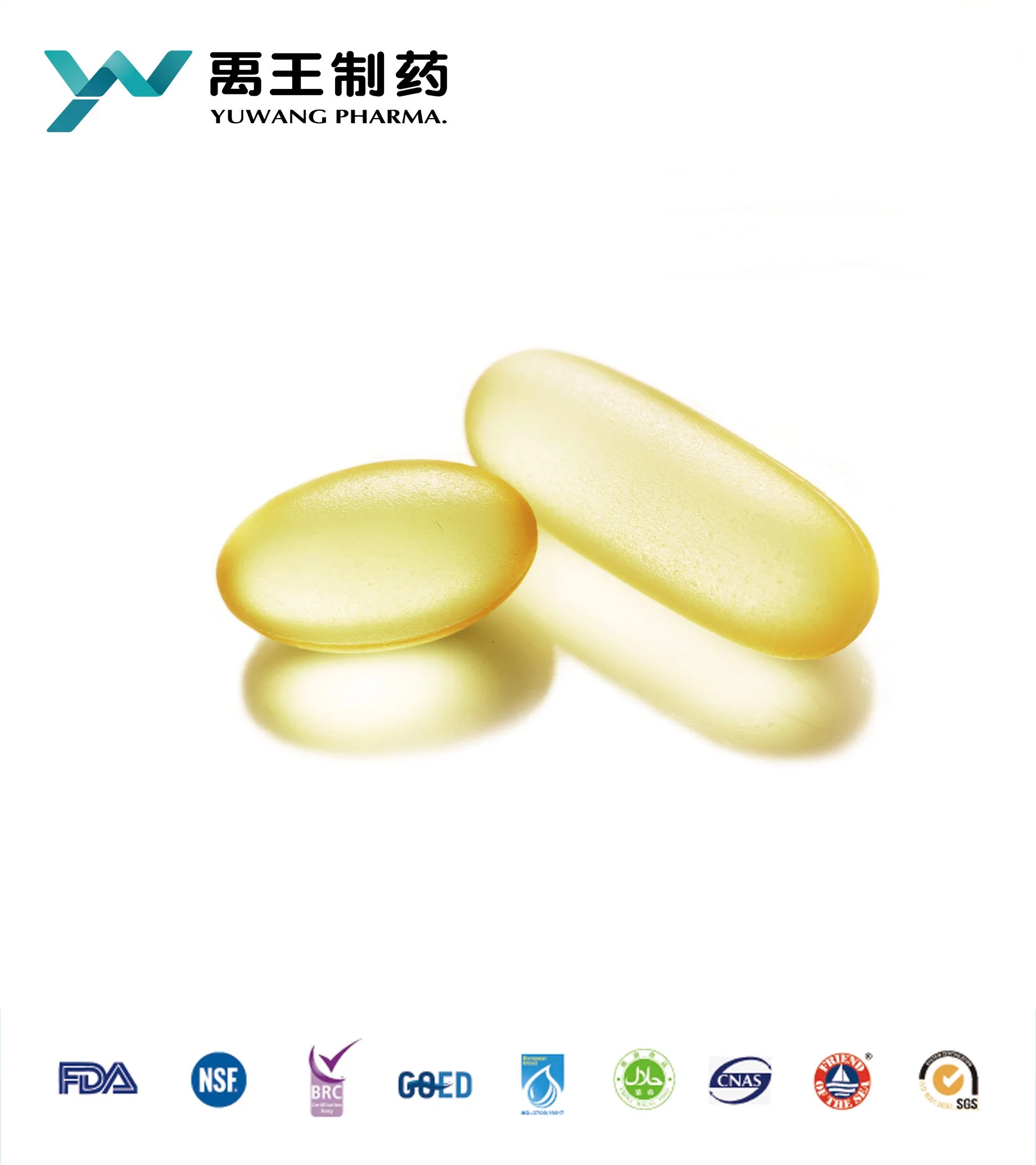 Huile de poisson douce certifiée GMP 50/25 Tg Natural Vega Food Capsule