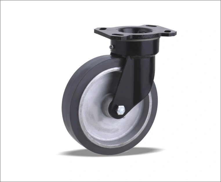 Top Quality Aluminum Core Swivel Caster with Elastic Rubber Wheels