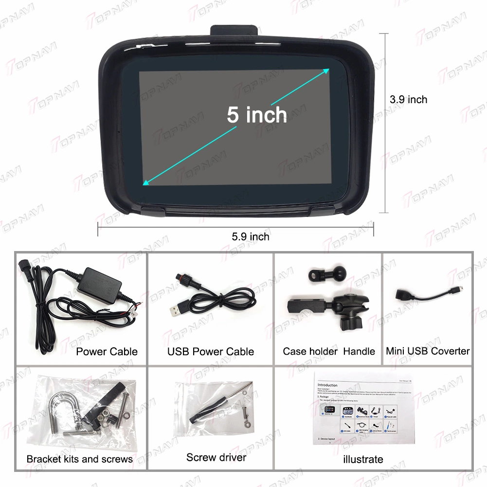 5 Inch Motorcycle Waterproof Carplay Multimedia Player for Motorbike Android Auto Stereo