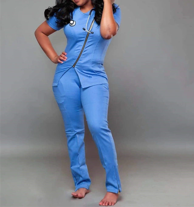 Two Pieces High Quality Hospital Women and Man Scrubs Suit Beauty Salon Work Clothes