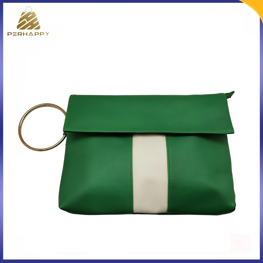 Fashion Brand Quality Women Flap Underarm Bag with Metal Ring Design