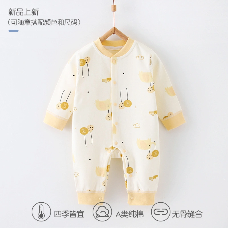 Newborn Thick Long -Sleeve Warm Jumpsuit Baby Wear Pajamas Infant 100% Cotton Open Rompers Garment