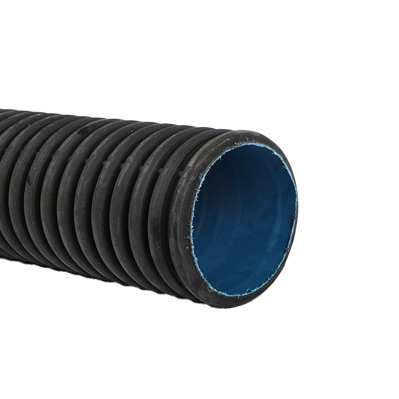 HDPE Double Wall Corrugated Pipes 110mm 160mm Perforated Pipe in Rolls or Pieces Black Color