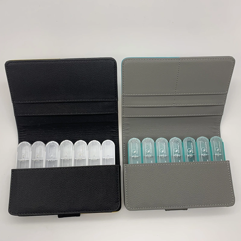 Portable Genäht Leder Pille Organizer Versiegelt Kleine Medizin Fall Pharmaceuticals Behälter