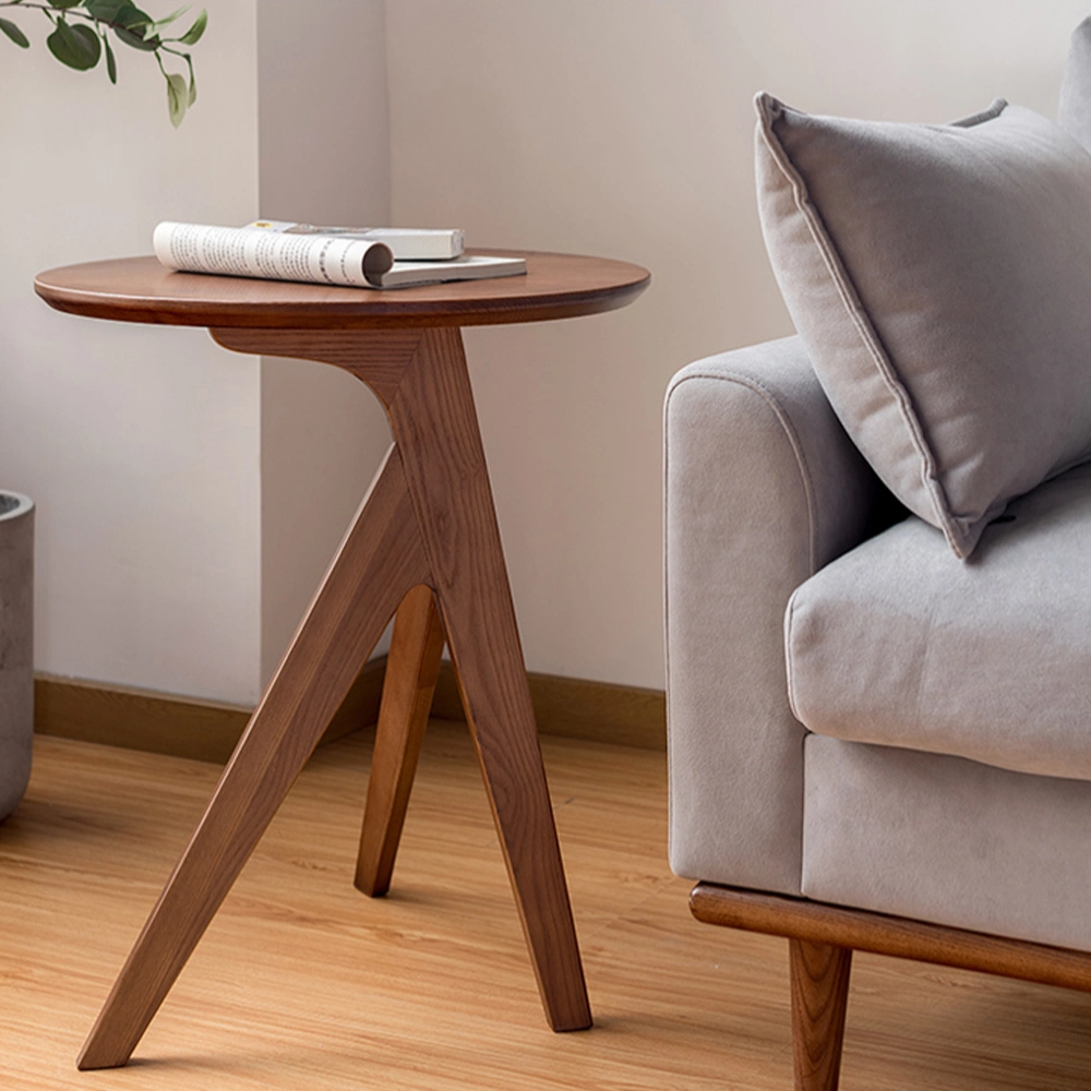 Nordic Style Ash Wood Round Side Table 19.69''