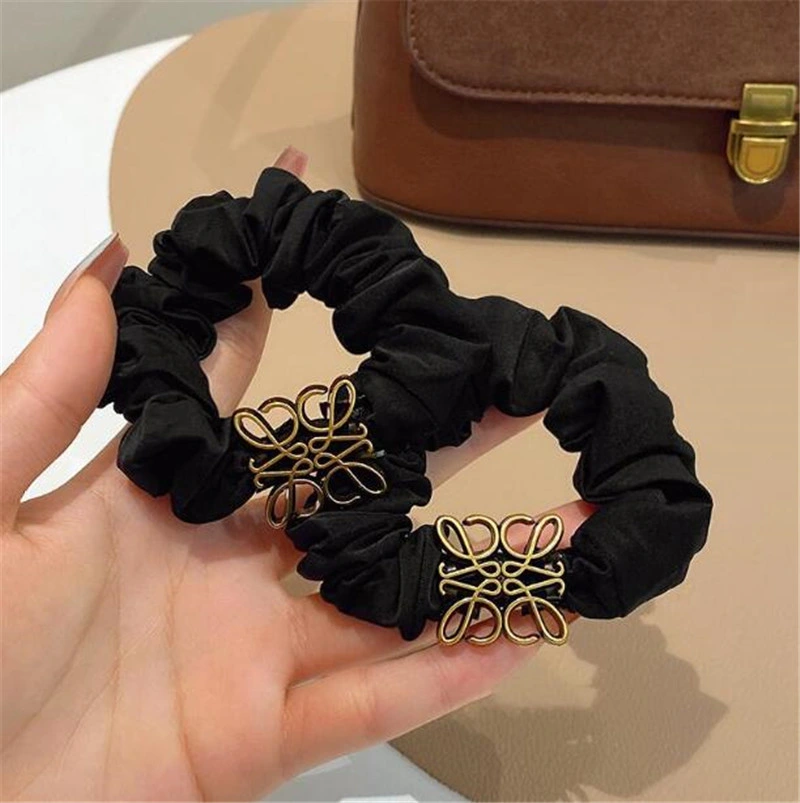 Fashion Black Head Rope Summer French Elegant Temperament Scrunchies Women Pill Head Leather Band Hair Clips Hair Accessories