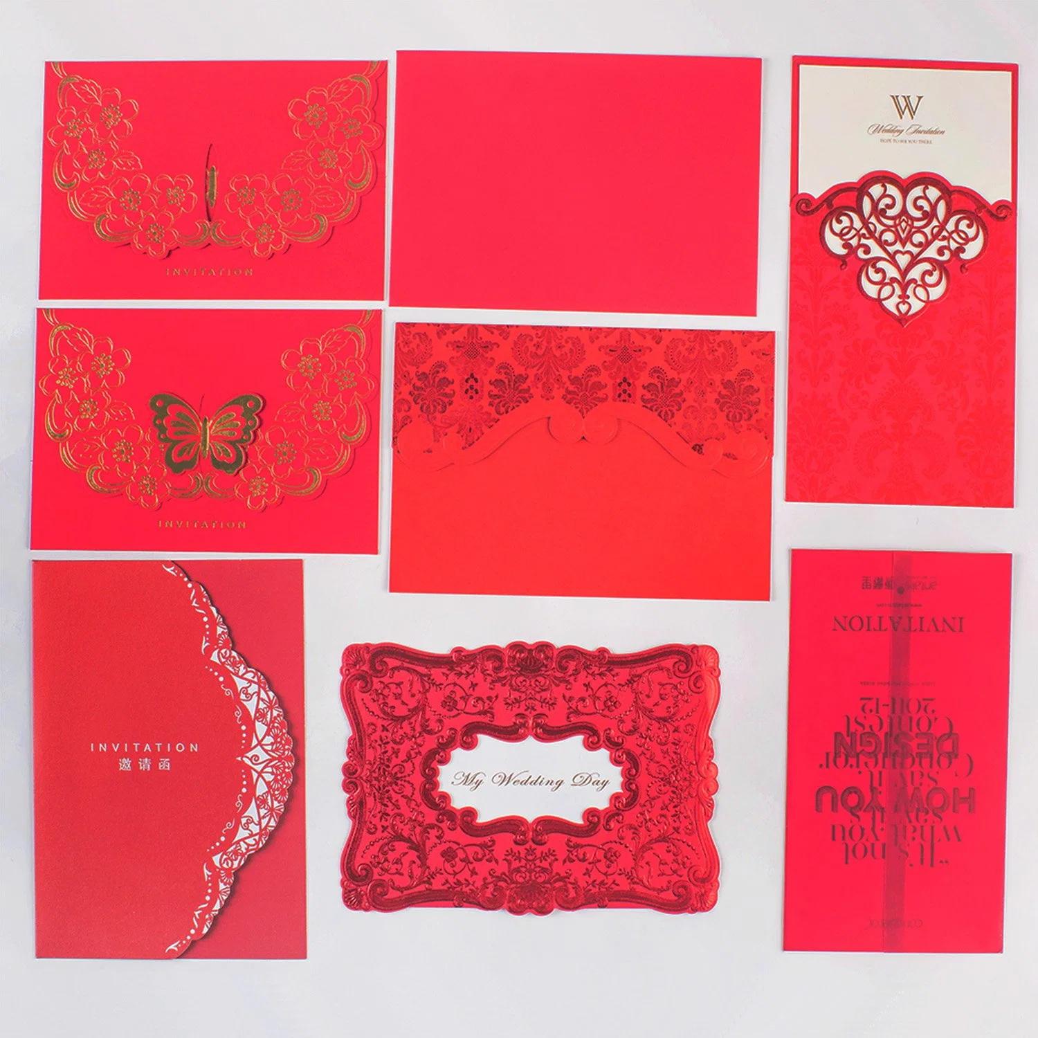 Cartões de oferta com envelopes China Wholesale Design Wedding Greeting