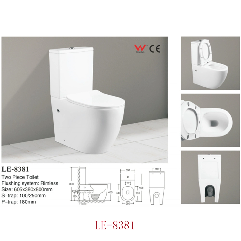 Glazed Porcelain Two Pieces Back to Wall Floor Standing Toilets for Australia