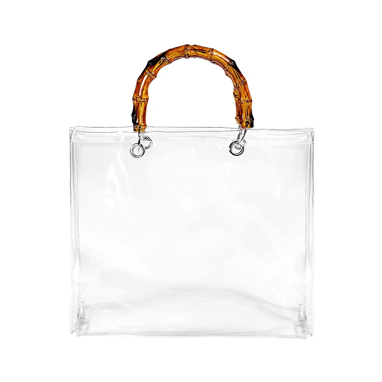 Sh1542 2020 Clear Purse Sets Bamboo Handle PVC Handbag Jelly Handbags for Women